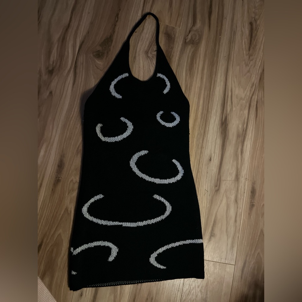 SHEIN Black and White Halter Mini Dress